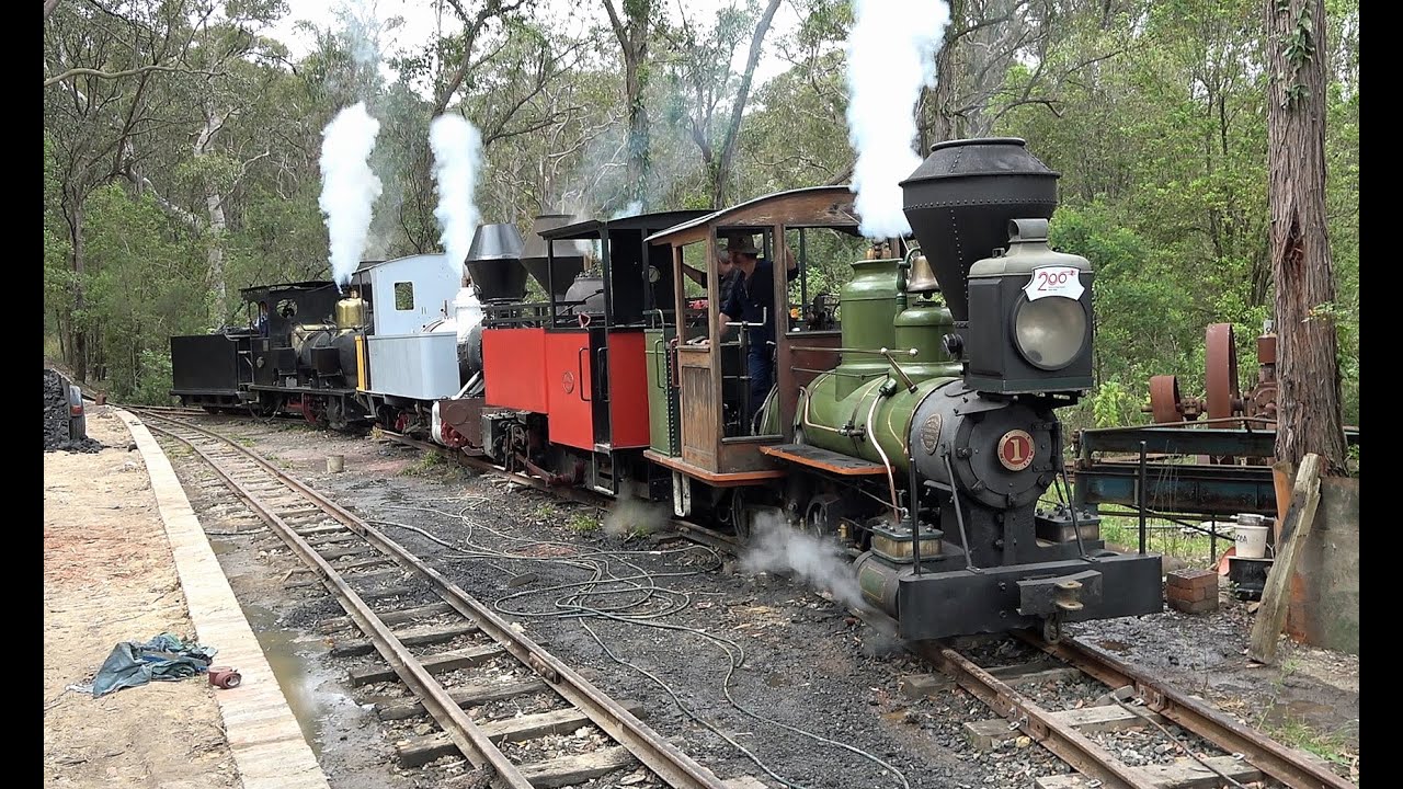 Mandalong Valley Tramway - 4 locos in steam. Commemorating 200 years of passenger railways.