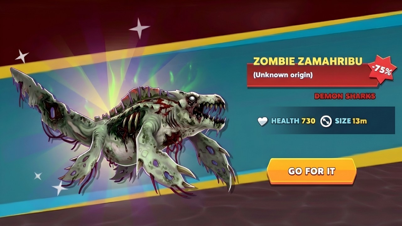 GIANT ZOMBIE ZAMAHARIBU UNLOCKED AND KILL ALL SHARK - BIG SHARK | Hungry Shark Evolution