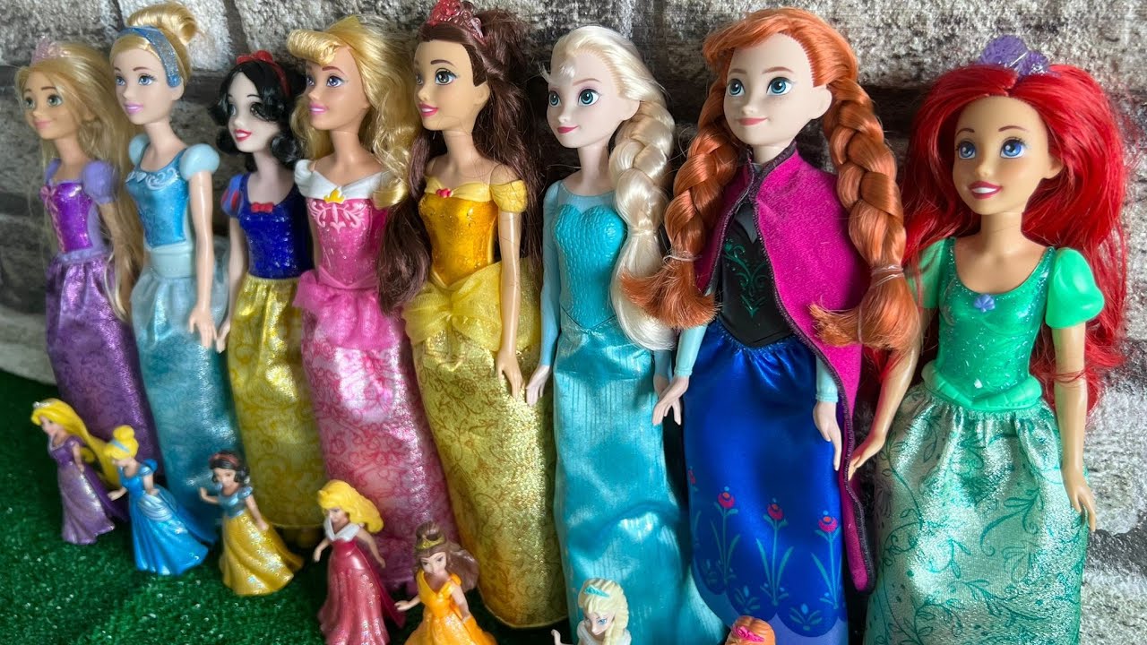 Looking For Disney Princess,  Mix Rainbow Dress! 9 MYSTERY SURPRISES Dolls Satisfying Video ASMR   K