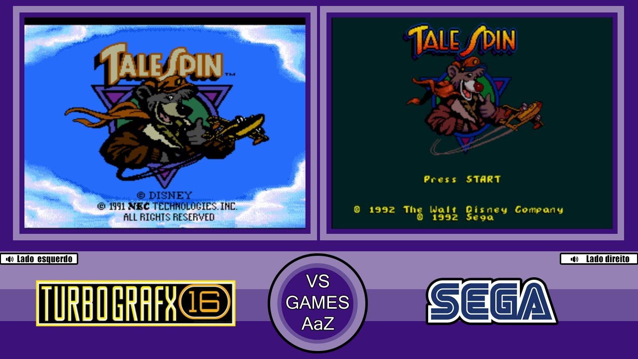 TaleSpin (PC Engine TurboGrafx-16 VS Mega Drive)Side By Side Comparison Graphics