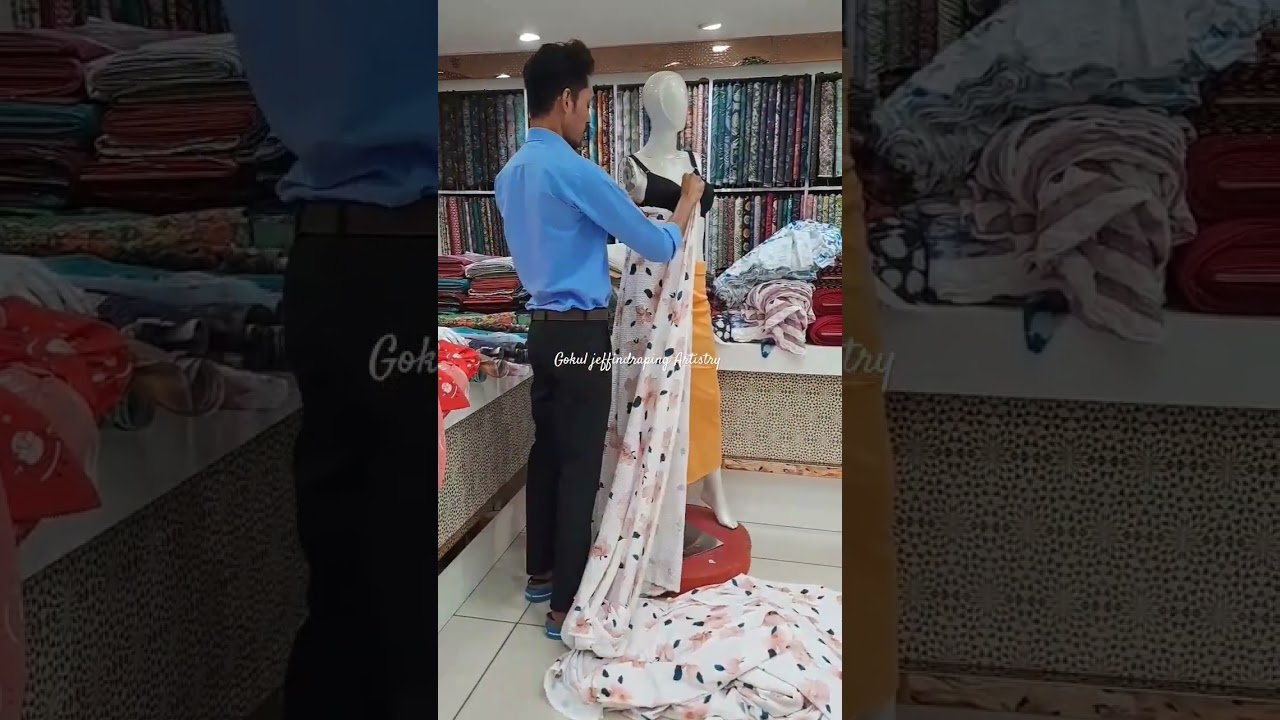 How to drape Running material in perfect long gown?#saree #draping #wedding #saree #saree #saree