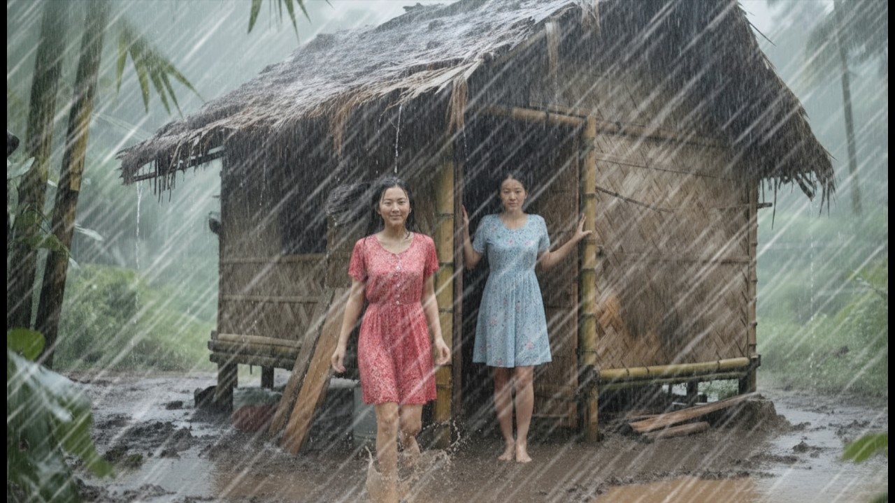 EXTREME WEATHER ⛈️ Heavy Rain & Loud Thunder in a Quiet Village | Rain Sounds for Sleeping