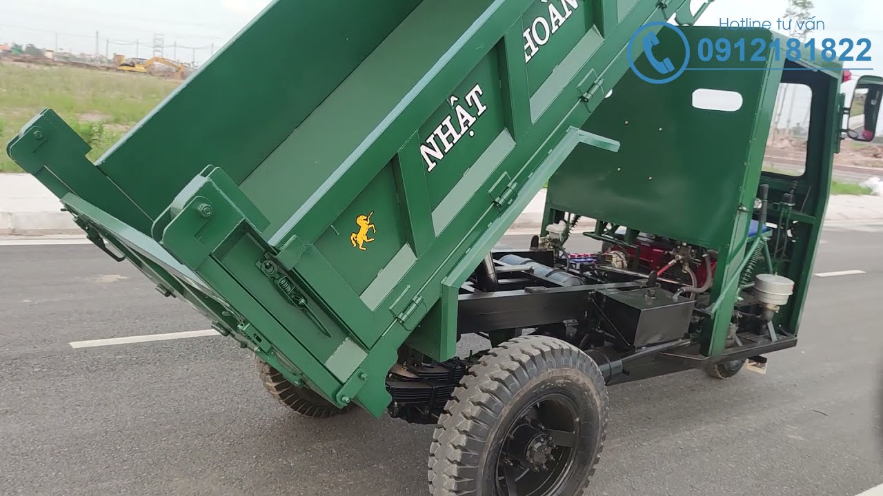 Nhật Hoàng - Xe Công Nông 3 Bánh Máy Nổ D24 Có Cabin Cầu 3,5 Tấn Phanh Hơi Lốc Kê