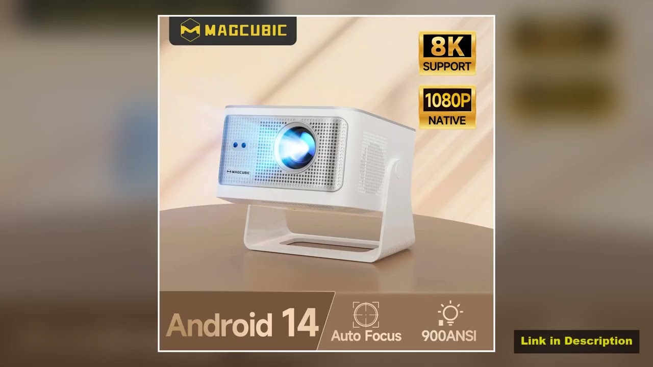 Magcubic Android 14 900ANSI Projector Auto Focus Native 1080P Support 8K With Wifi6 BT54 216G Porta