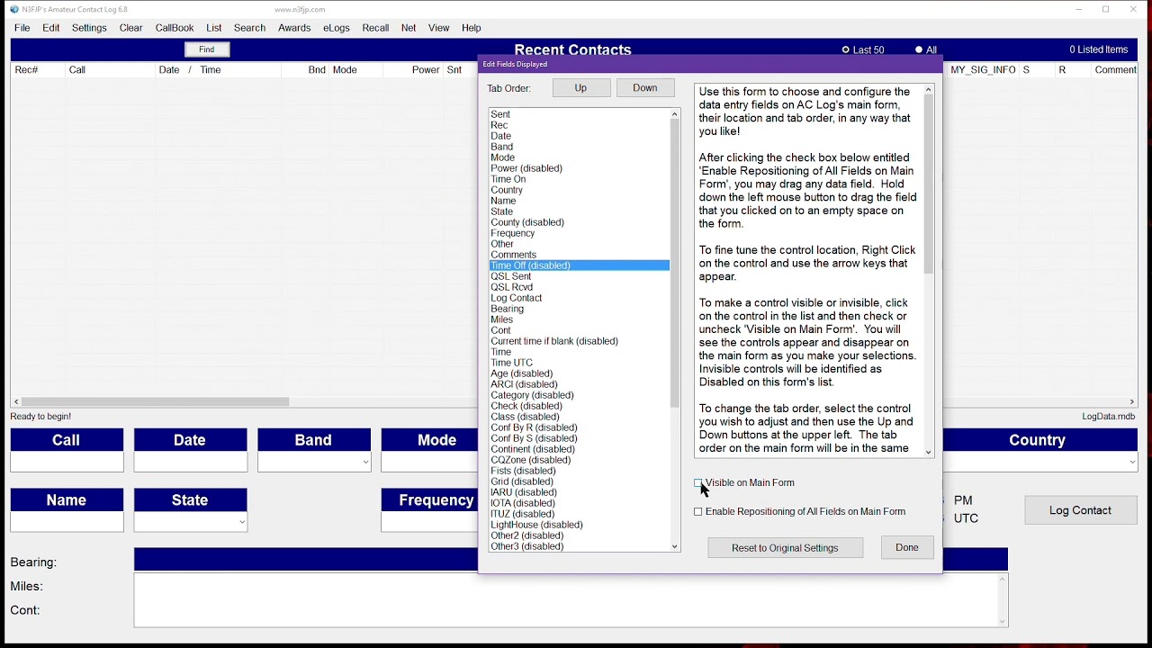 [POTA] My N3FJP Amateur Contact Log Setup for Parks on the Air