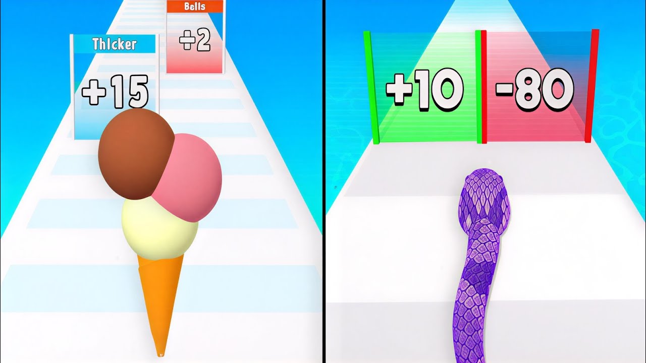 Snake Run Race vs Ice Cream Rush - Max Levels Unlocked Speedrun Gameplay