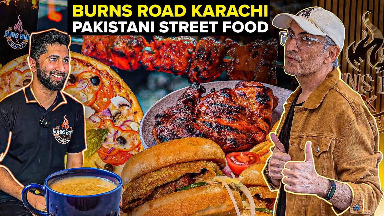 Burns Road Karachi Best Pakistani Street Food 🇵🇰 | Kabab Roll, Pizza, Gola Kabab | Street Food PK