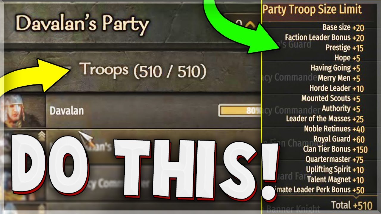 How to Get 500+ PARTY SIZE in Bannerlord ! (FULL GUIDE)