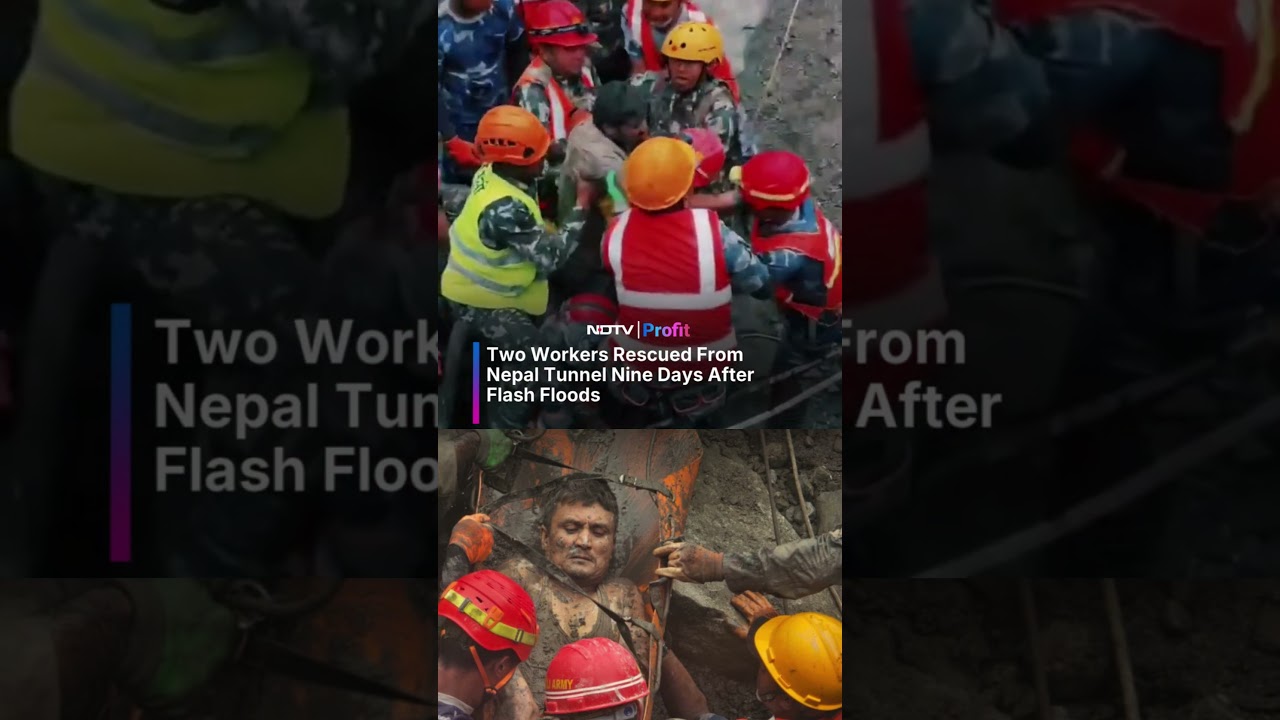 Two Workers Rescued From Nepal Tunnel Nine Days After Flash Floods  | #shorts