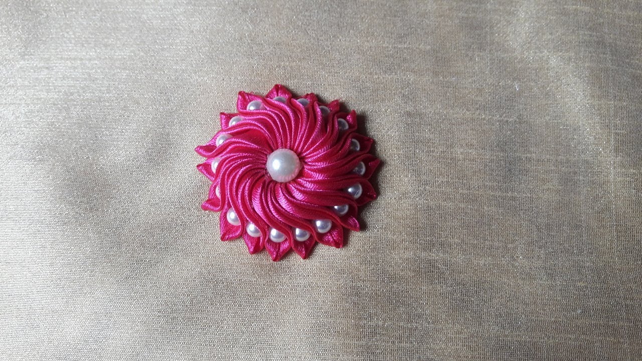 Beautiful Ribbon Flower Hijab Pin tutorial || DIY hijab pin making