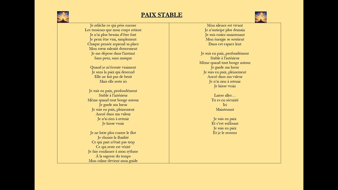 ALIGNE PAIX STABLE EN MOUVEMENT PILIER JE ME CHOISIS 432hz