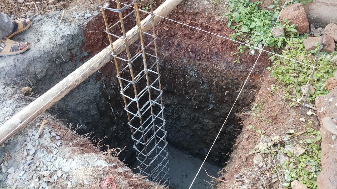 Checking of column bars before pouring of concrete