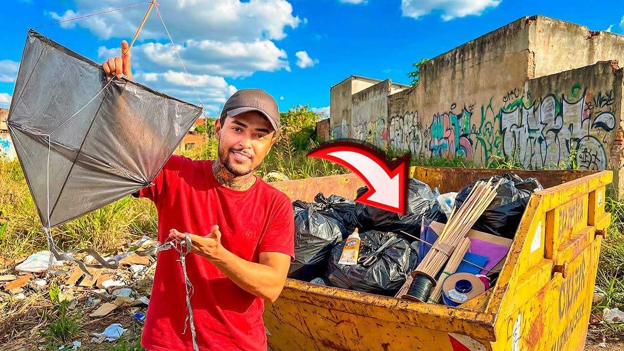 Fiz uma PIPA só com COISAS do LIXO… Não Gastei 1Real - E ELA VOOU! 😱🪁