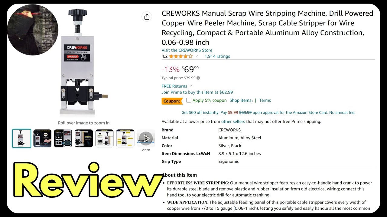 CREWORKS Manual Scrap Wire Stripping Machine Review (Not sponsored)