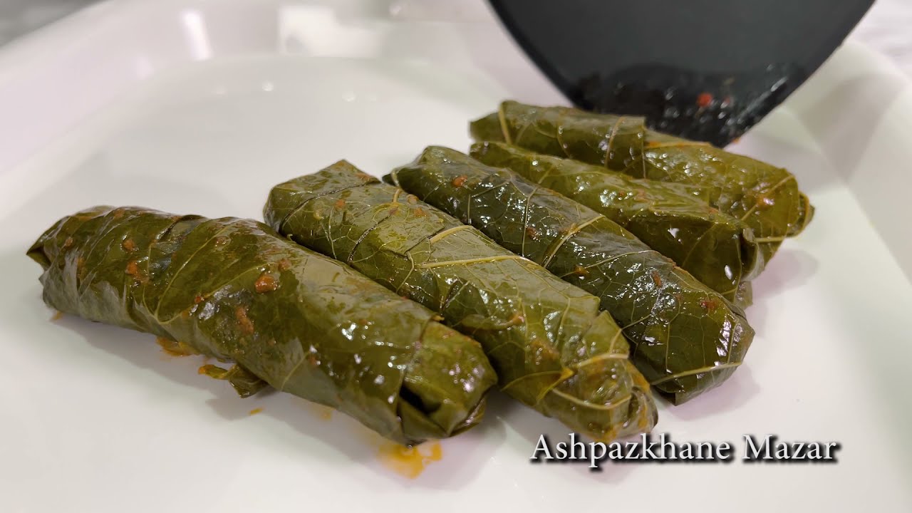 Sarma stuffed Grape Leaves VEG Recipe | دلمه برگ تاک انگور