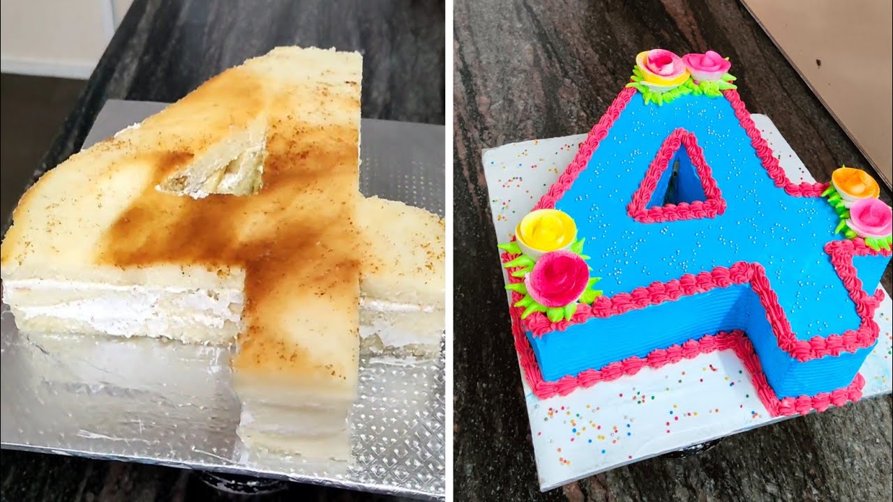 4 Number cake design | 4 Number Cake kaise Cating  kren | Birthday Cake Design