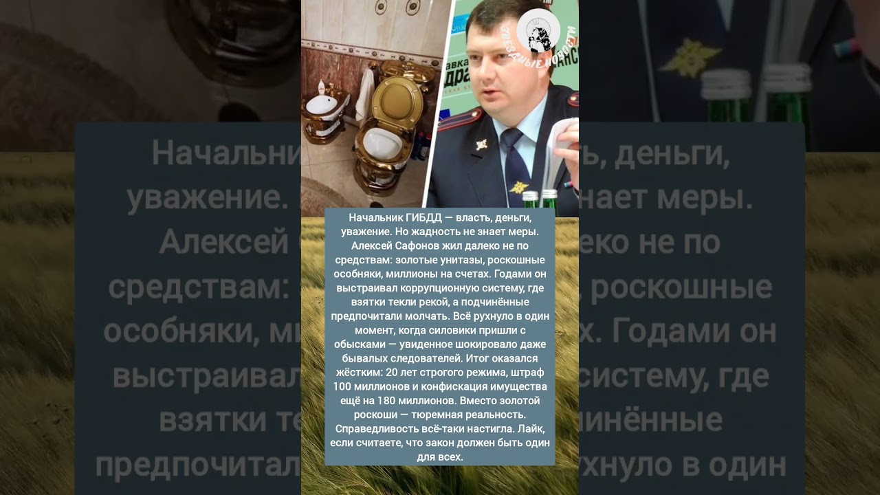 Начальник ГИБДД с золотым унитазом!. 