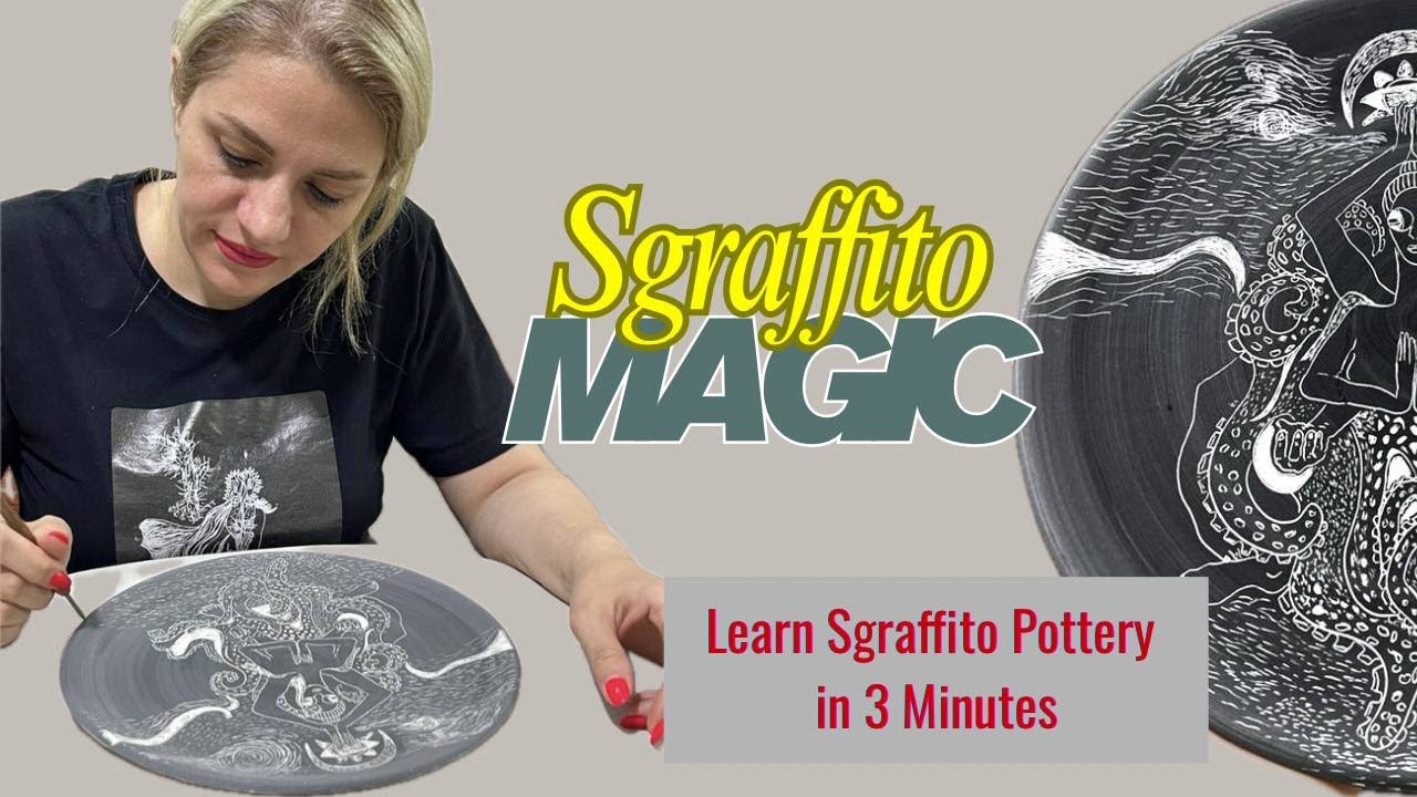 Learn Sgraffito Pottery in 3 minutes/Easy Ceramic Carving Tutorial, #Sgraffito #PotteryTutorial #art