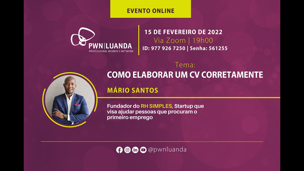 📢 Evento Online - Como Elaborar um CV Corretamente