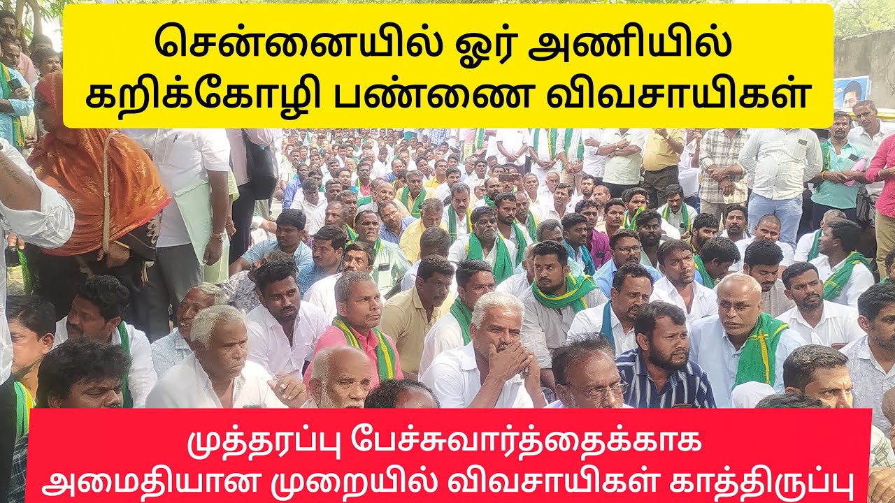 சென்னையில் ஓர் அணியில் கறிக்கோழி பண்ணை விவசாயிகள்