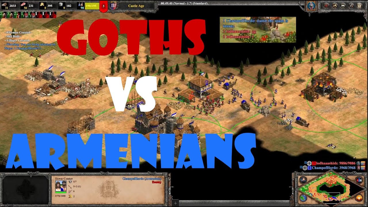 Aoe2 | Goths Vs Armenians | Shrublands | 1080 Elo