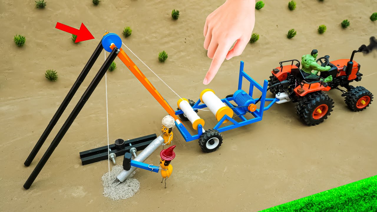 diy tractor mini borewell drilling machine | boring machine | ‪handpump |@topminigear | @sanocreator
