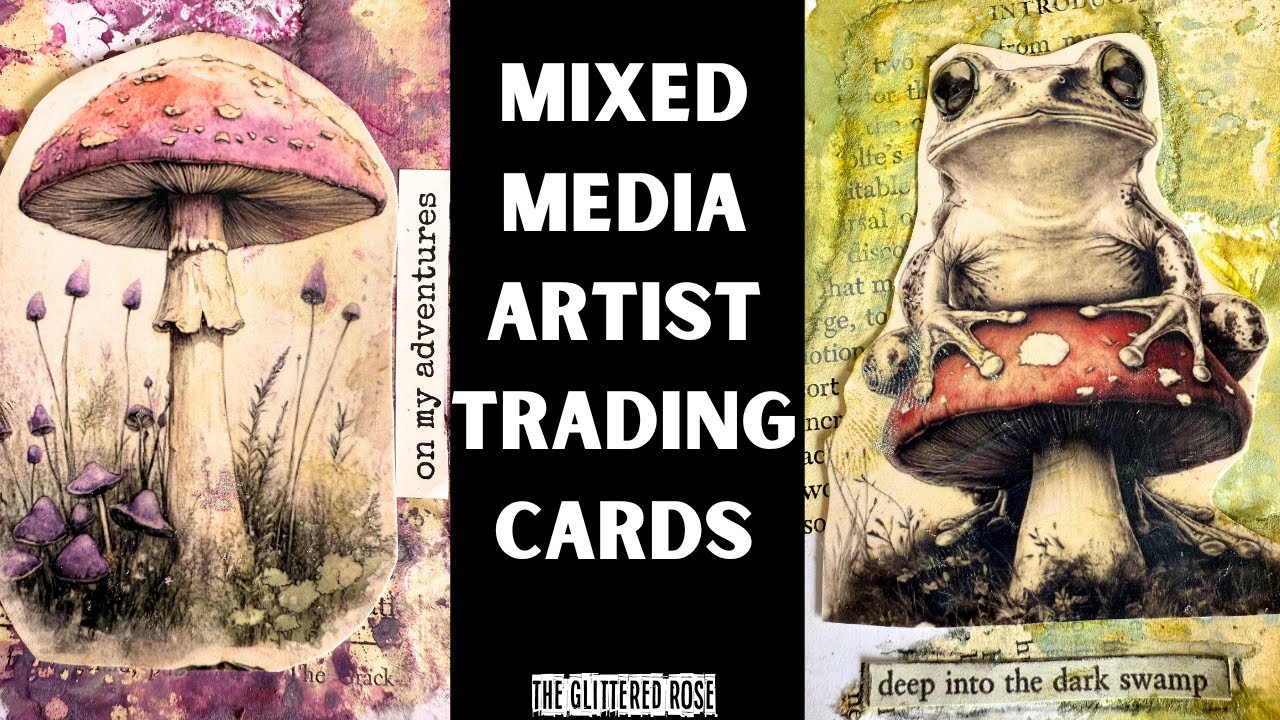 Mixed Media ATCs Stools, Wings & Petals Artist Trading Cards Using Distress Sprays & Crayons