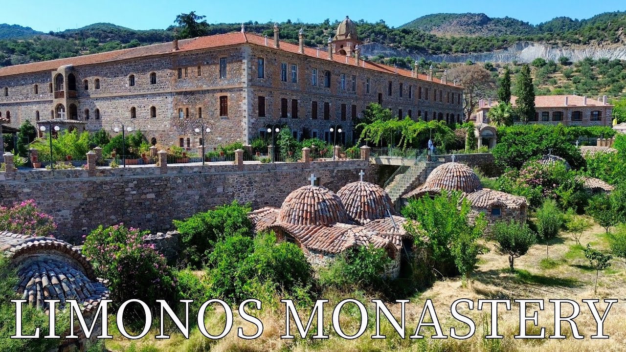 Limonos (Saint Ignatios) monastery, Island Lesvos, Greece - by drone [4K]. #lesbos 