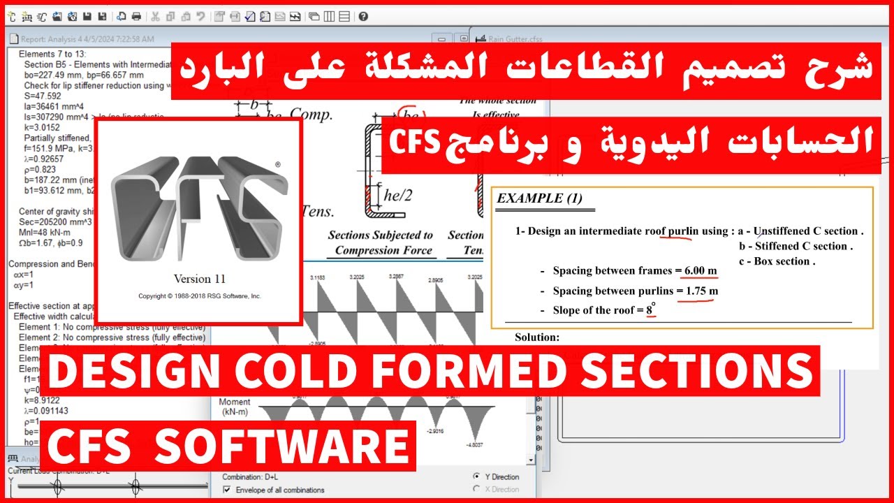 شرح برنامج CFS SOFTWARE DESIGN OF COLD FORMED SECTIONS