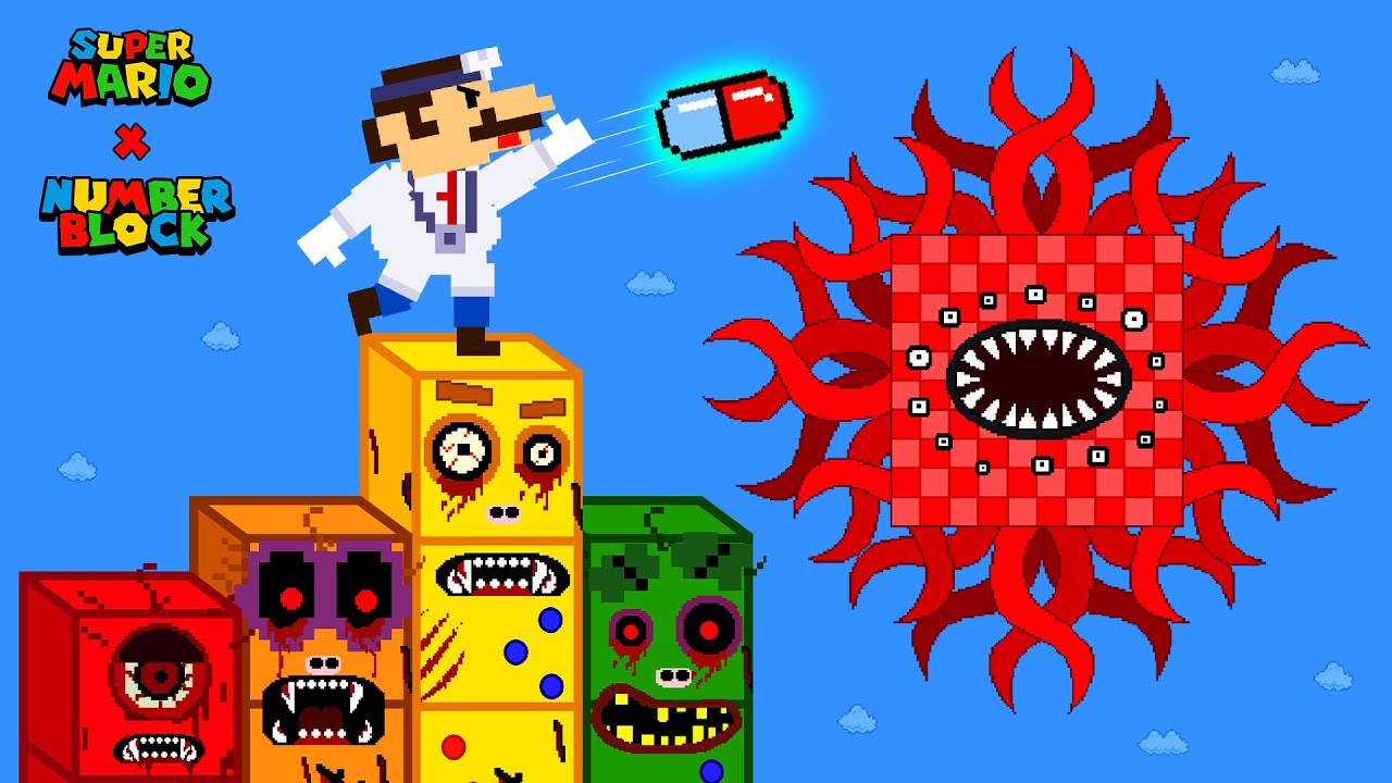 Dr. Mario vs the Giant BIGGEST Zombie Numberblocks Calamity Maze | Game Animation