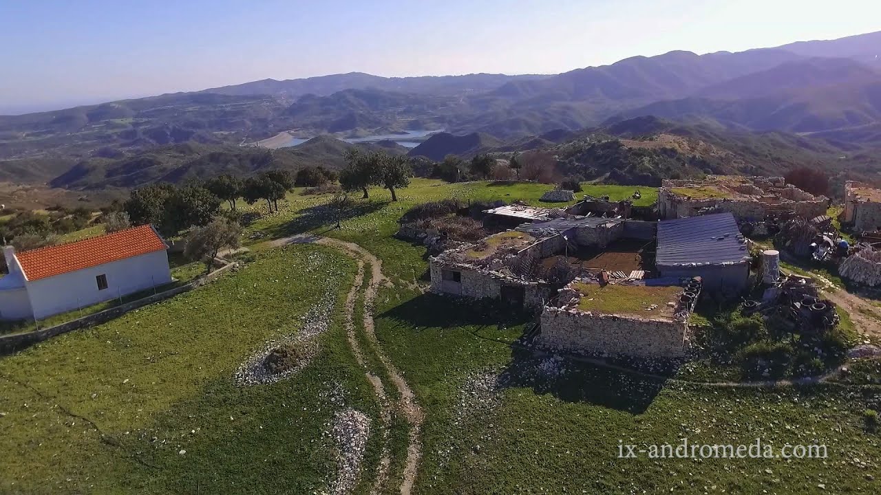 Parsata, abandoned and deserted settlement, Larnaca (Cyprus aerial video)