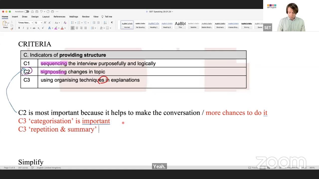 OET Speaking - Providing Structure