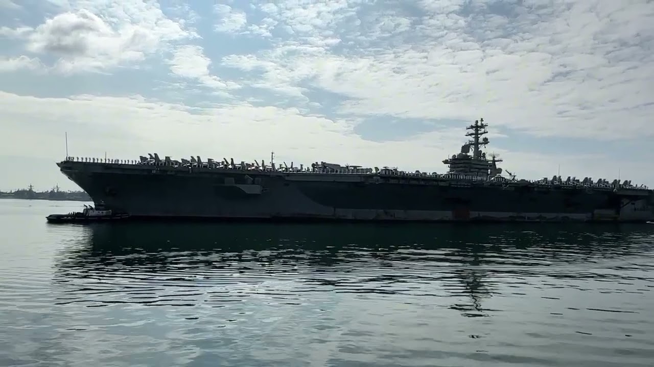 U.S.S. Nimitz Mans the Rails passing U.S.S. Arizona and Missouri November 29 2025 Pearl Harbor, HI