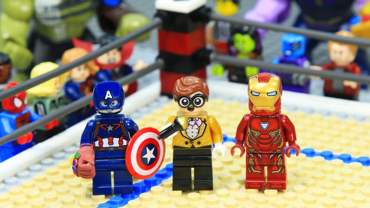Lego Superhero Iron Man vs Captain America WWE Stop Motion Animation