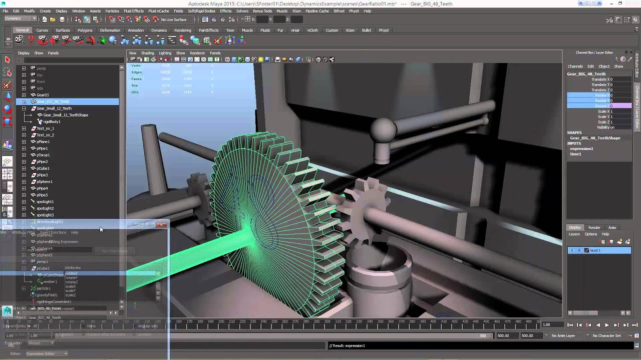 Maya Particle Driven Gear System w Expression