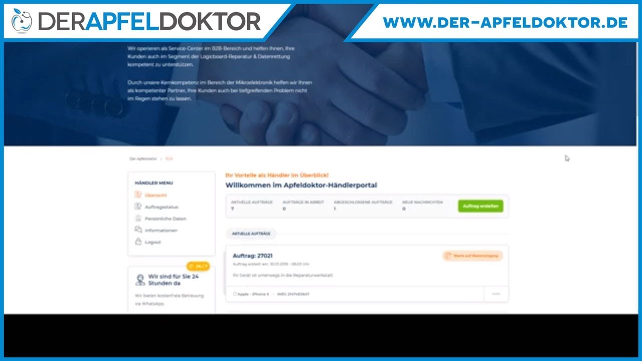 So einfach buchen H&auml;ndler nun ihre Reparatur beim Apfeldoktor - Ben erkl&auml;rt