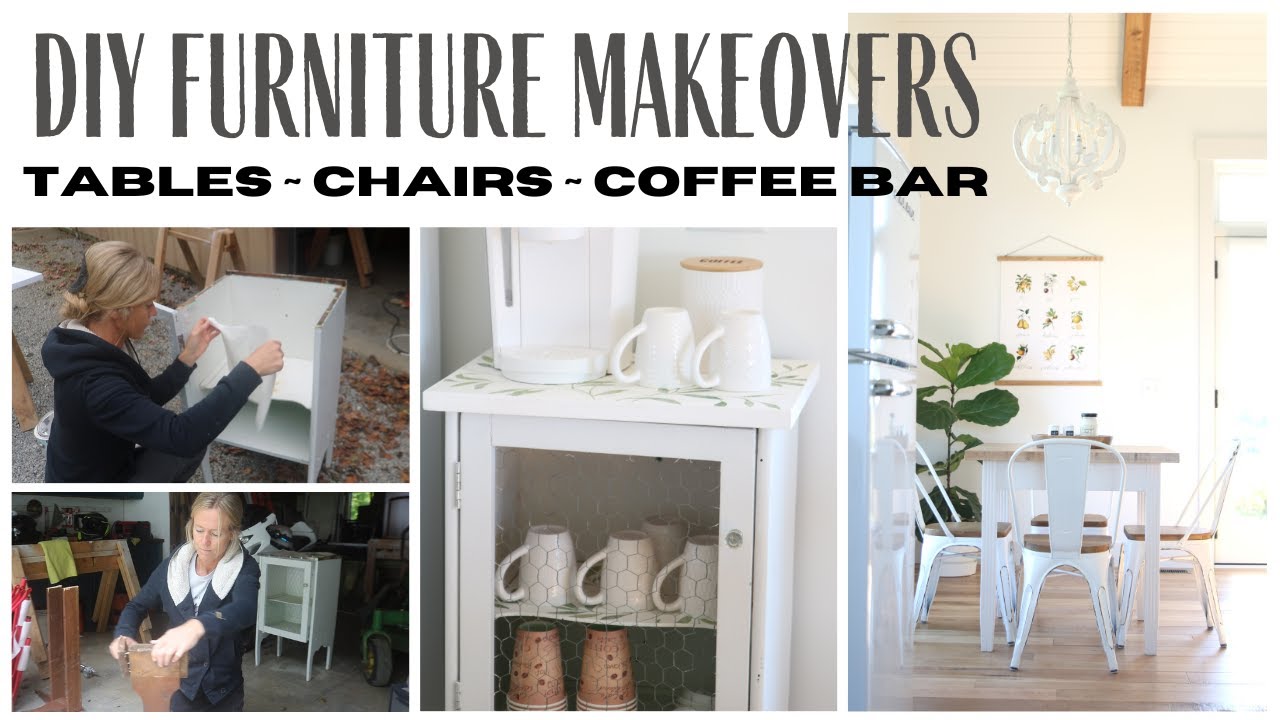 Furniture Makeovers ~ DIY Tables ~ Furniture Repurpose ~ DIY Coffee Bar ~ Before and After Furniture