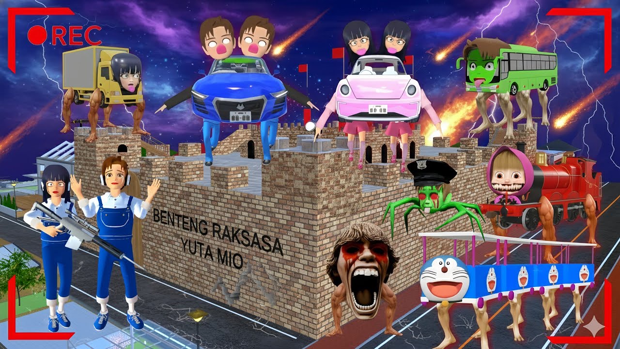 CCTV Merekam Pasukan Anomali Mobil Berkaki Menyerang Benteng Yuta Mio 😱 Sakura School Simulator