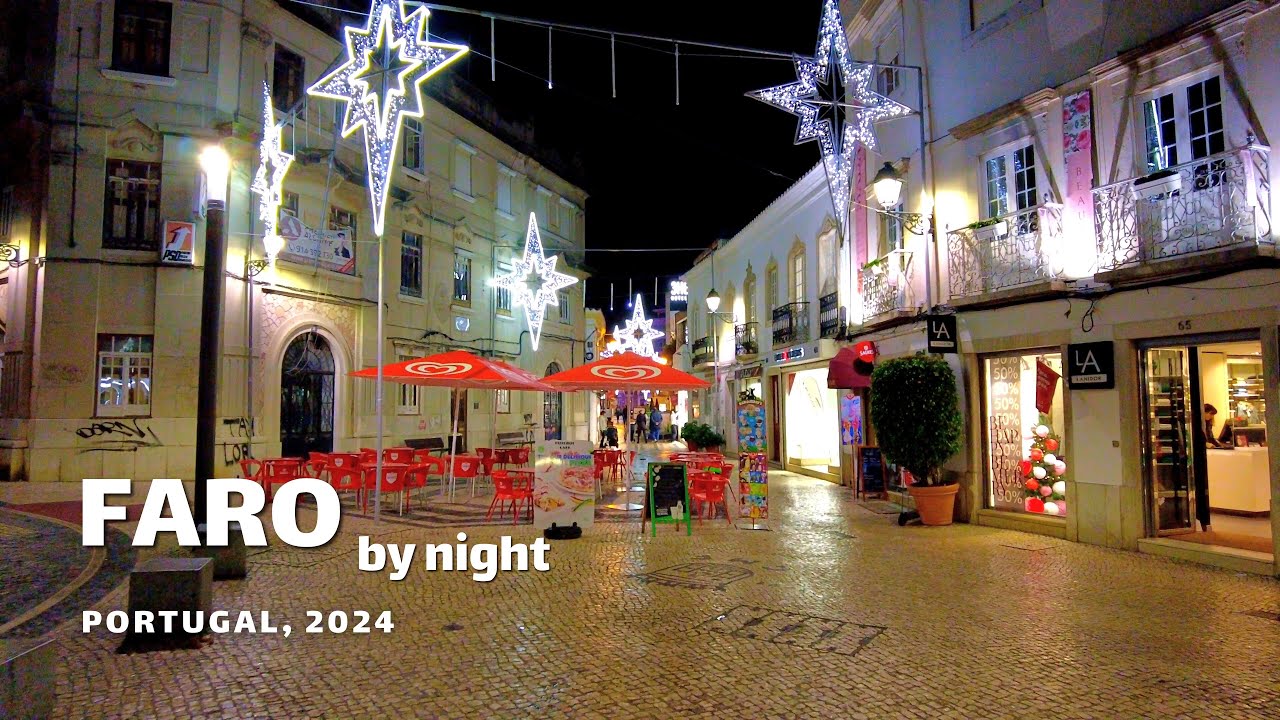 🇵🇹 Faro, Old town and Christmas Light – January 2024 – Walking 4K