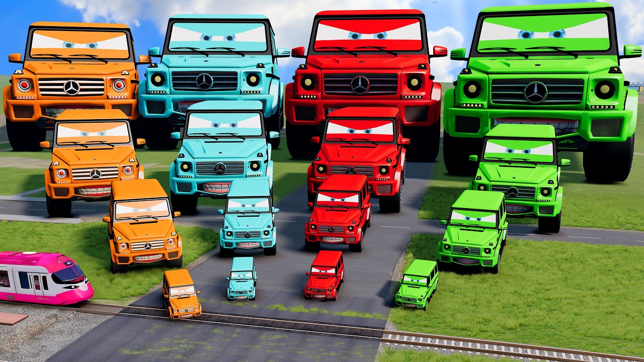 Big & Small Colors Vizors vs Trains | BeamNG.Drive