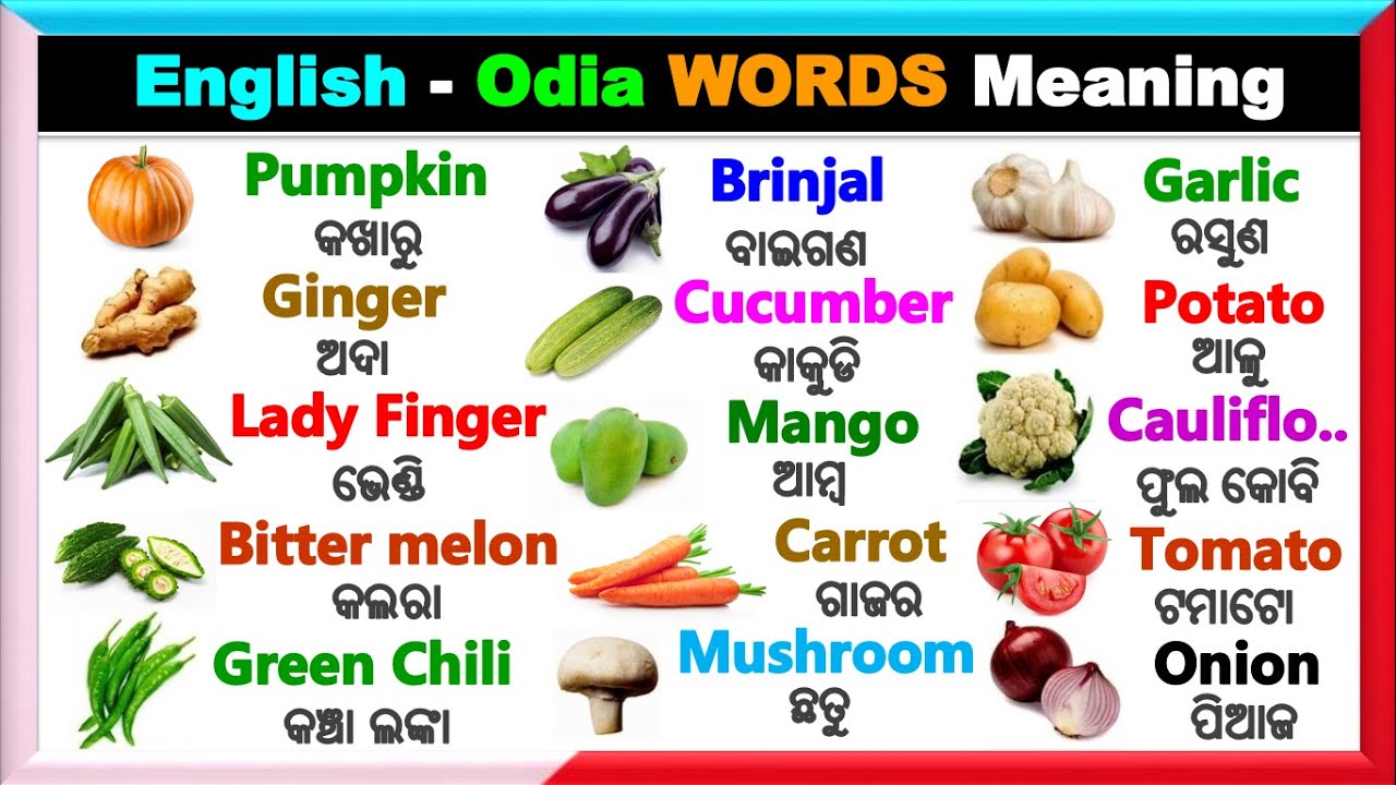 Vegetable name in English | English Word Meaning Practice | English to Odia dictionary & word book