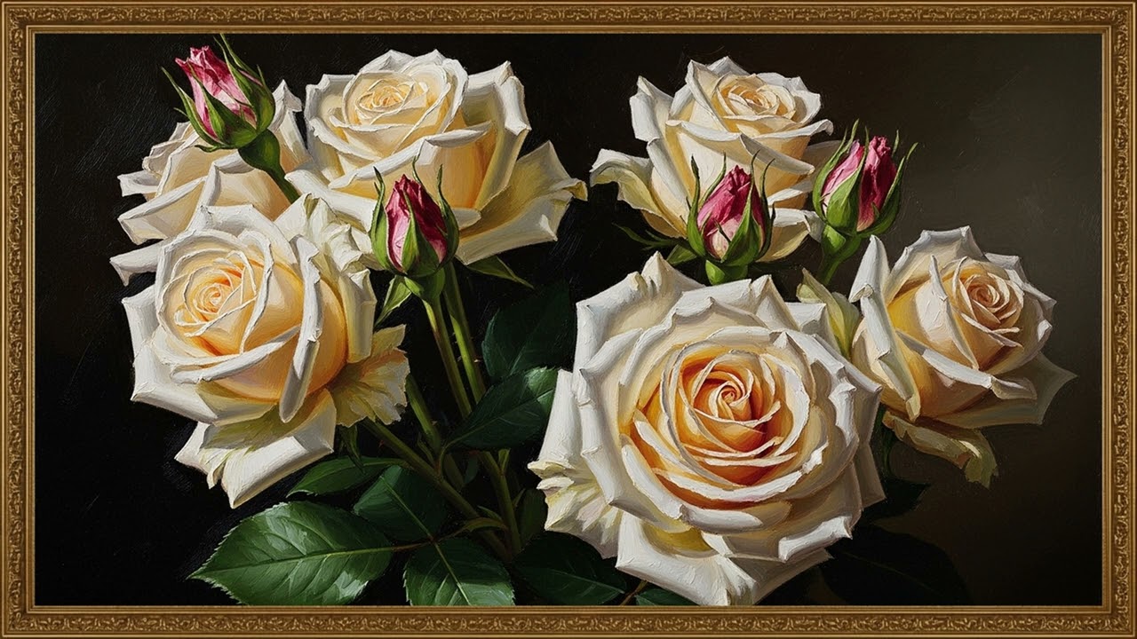 Timeless Cream Rose Masterpiece 4K | Refined Museum-Inspired Art