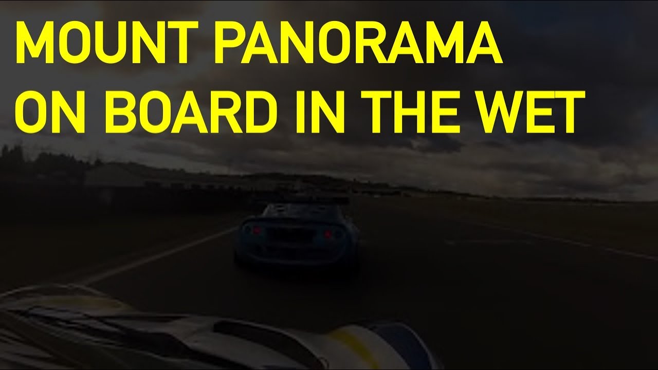 On board a Lotus Exige race car in the wet at Mount Panorama Bathurst