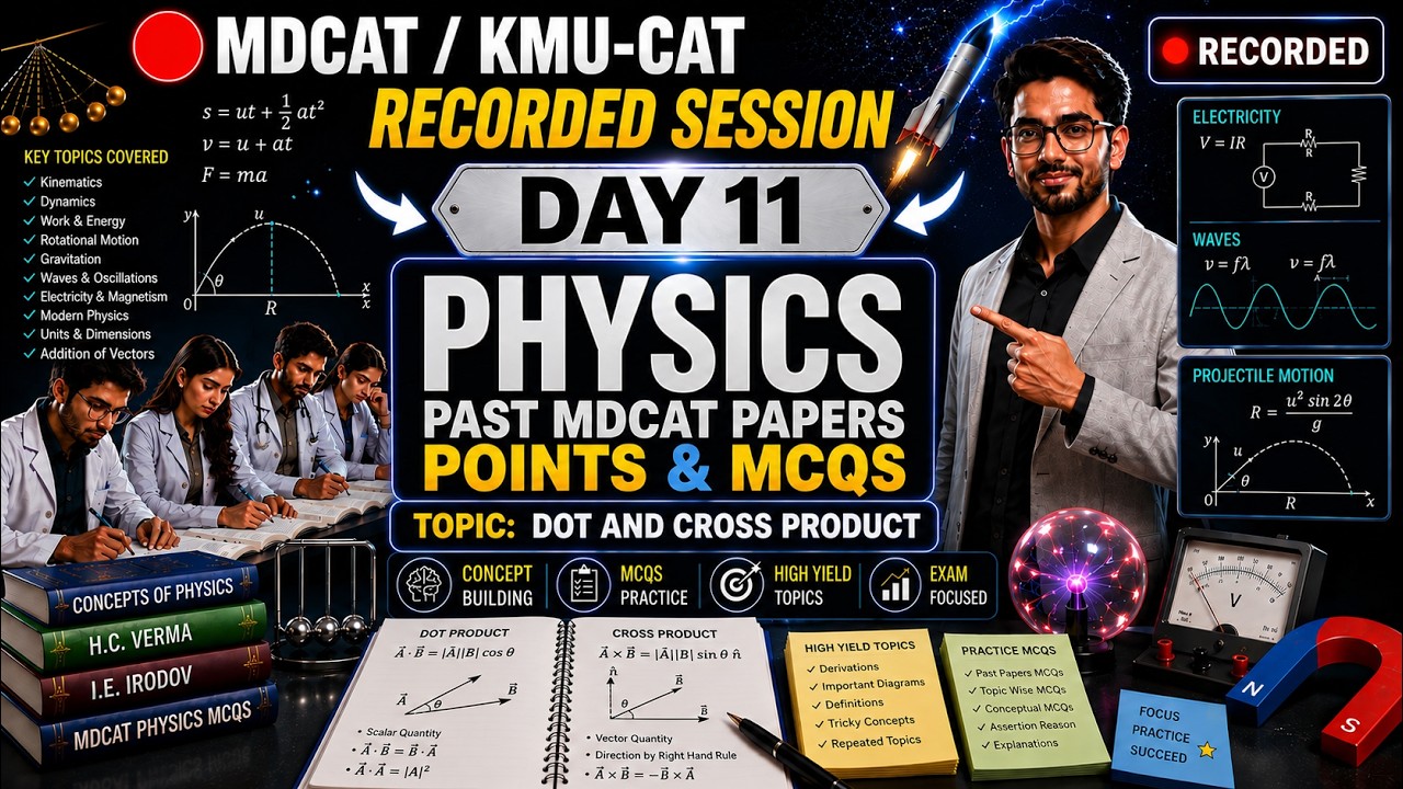 MDCAT/KMU-CAT 2026 | Day 11 Physics Live Session | Concept Lecture + Most Important MCQs