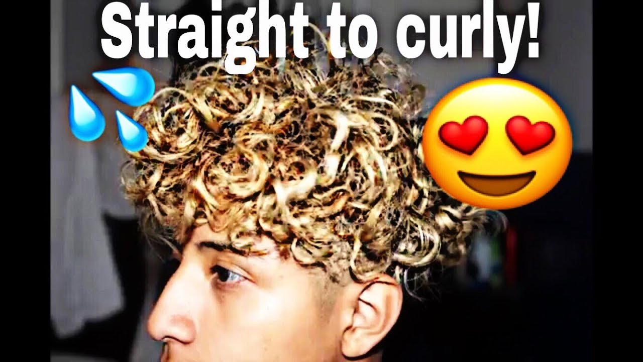 HOW TO GET SUPER CURLY HAIR FOR MENS WITH NATURALLY STRAIGHT HAIR ( NO HEAT) VERY EASY MENS TUTORIAL