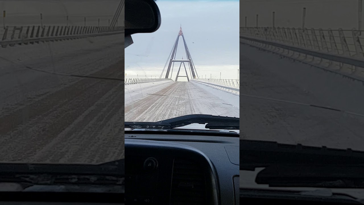 Drive on the Deh Cho bridge over the Mackenzie river