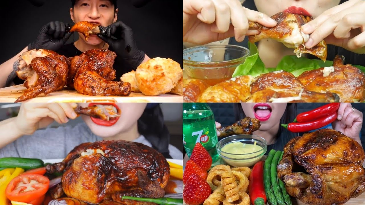 rotisserie chicken asmr eating compilation