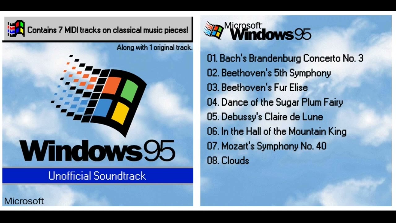 [1995] Windows 95 - Unofficial Soundtrack MIDI (Uploaded in Khinsider by GoombaOdyssey)
