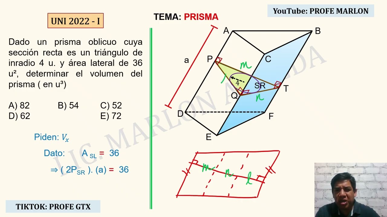 #geometria #admisionuni #unmsm #academia  SOLUCIONARIO UNI (2022 II) GEOMETRIA: PRISMA