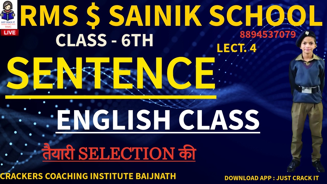 SENTENCE LECT. 4 ENGLISH CLASS CRACKERS COACHING INSTITUTE BAIJNATH CLASS 6TH & 9TH #SAINIK #RMS